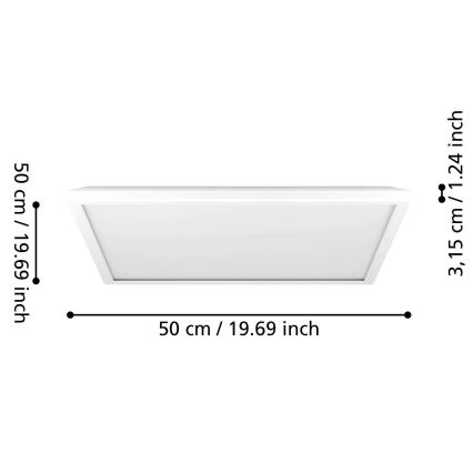 Eglo - Plafonnier extérieur RGBW à intensité variable LED/17W/230V 2700-6500K 50x50 cm IP44 blanc ZigBee