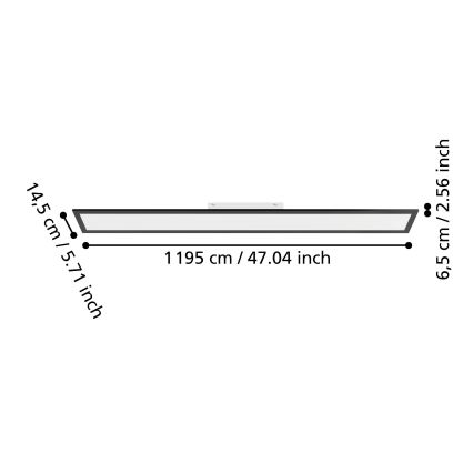 Eglo - LED-Aufbaupanel LED/28W/230V 2700/4000/6500K 120x15 cm schwarz
