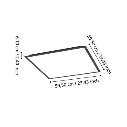 Eglo - LED RGBW dimmbares Aufputzpanel LED/33W/230V 2700-6500K 60x60 cm schwarz