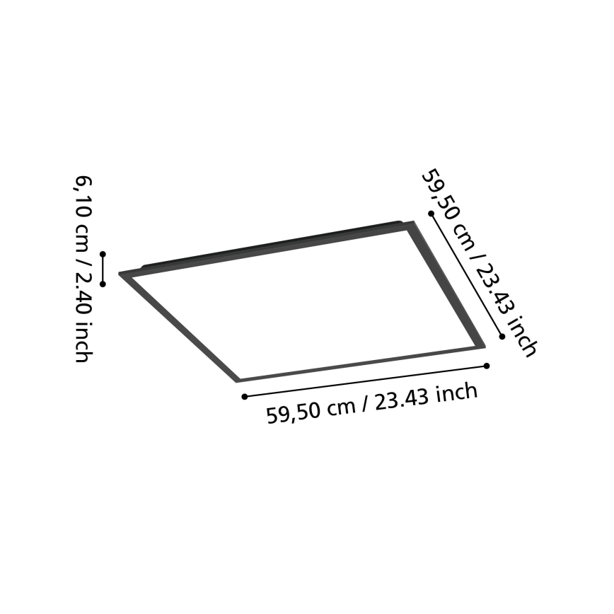 Eglo - LED RGBW dimmbares Aufputzpanel LED/33W/230V 2700-6500K 60x60 cm schwarz