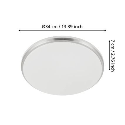 Eglo - LED Badezimmer-Deckenleuchte LED/18W/230V 3000/4000/6500K Ø 34 cm IP54 mattchrom