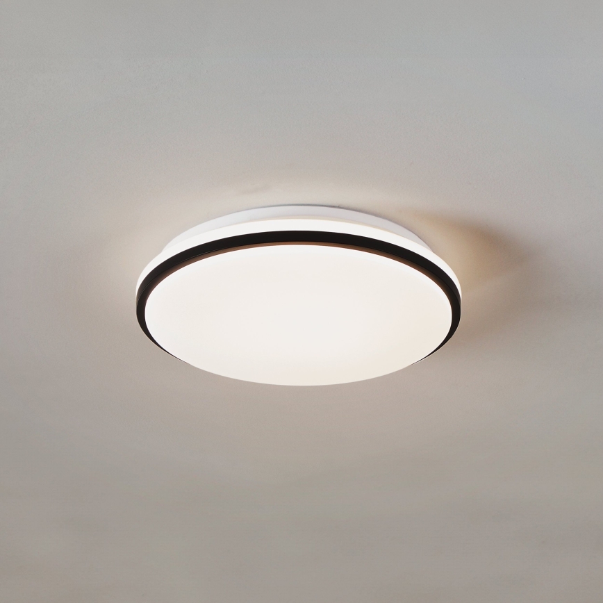Eglo - Plafoniera da soffitto LED per bagno, 18W/230V, 3000/4000/6500K, Ø 34 cm, IP54, nera