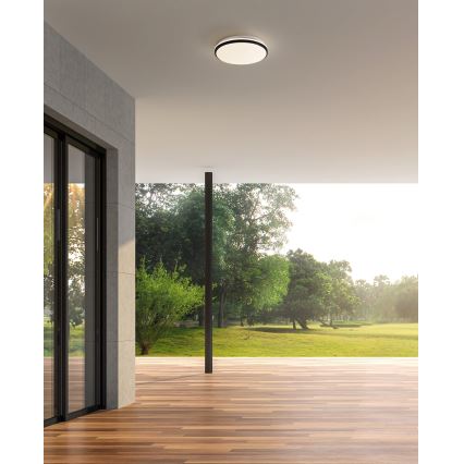 Eglo - Plafoniera da soffitto LED per bagno, 18W/230V, 3000/4000/6500K, Ø 34 cm, IP54, nera