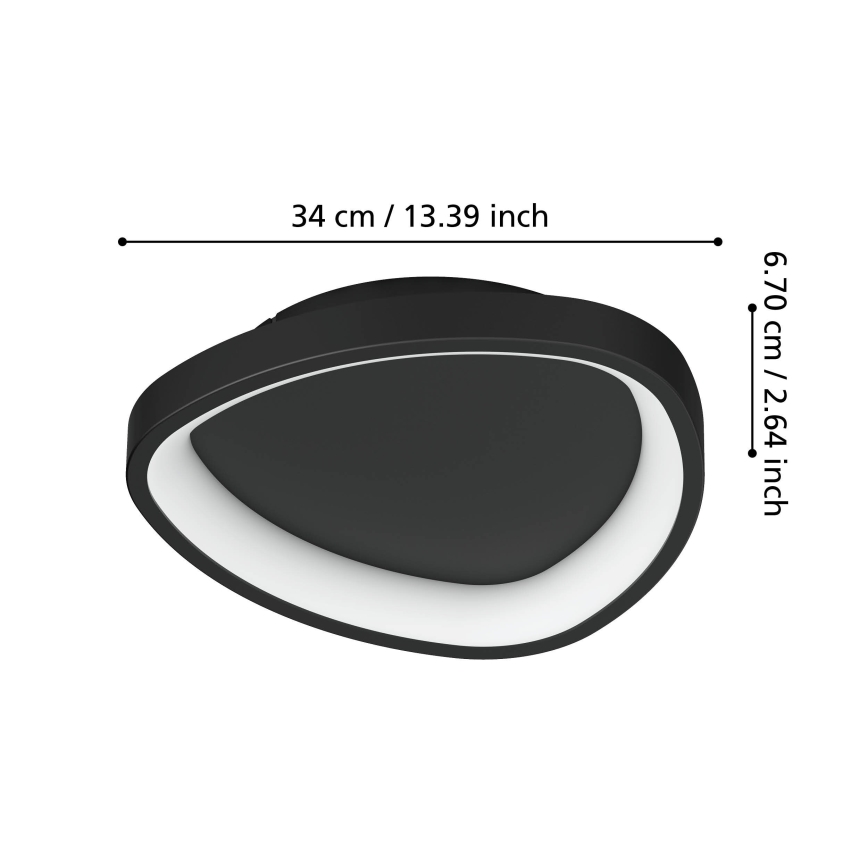 Eglo - Plafonnier à intensité variable LED/12W/230V 2700-6500K noir + télécommande