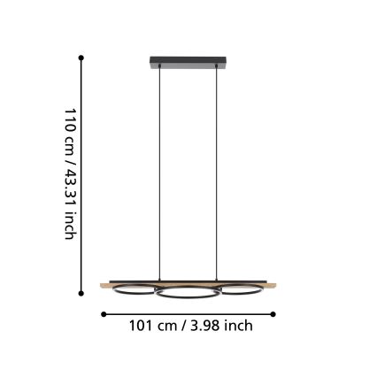 Eglo - Lampada a sospensione LED dimmerabile a cavo 2xLED/12,5W/230V+LED/15,5W 3000K beige/nero
