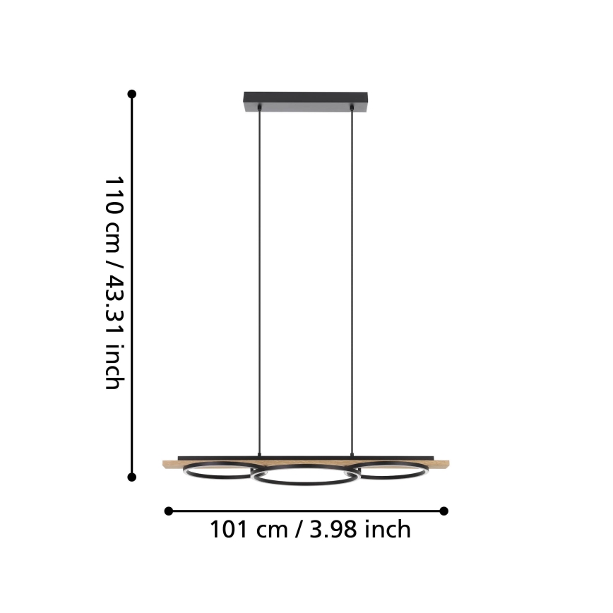 Eglo - Suspension filaire à intensité variable 2xLED/12,5W/230V+1xLED/15,5W 3000K beige/noir