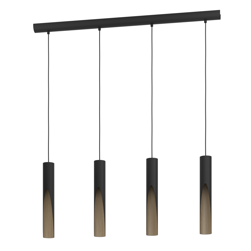 Eglo - Lampadario LED a sospensione con filo 4xGU10/4,5W/230V 3000K nero/marrone