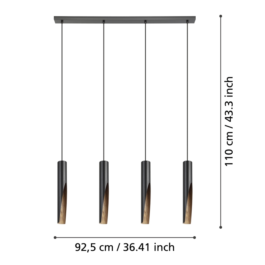 Eglo - Suspension filaire LED 4xGU10/4,5W/230V 3000K noir/marron