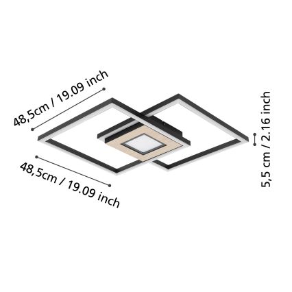 Eglo - Plafoniera dimmerabile a LED 2xLED/17W/230V +LED/4,2W 2700-6500K + telecomando