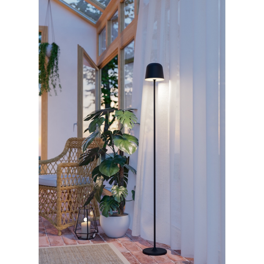 Eglo - Lampadaire extérieur à intensité variable et rechargeable LED/4,3W/5V 2400/3000/4000K IP54 noir
