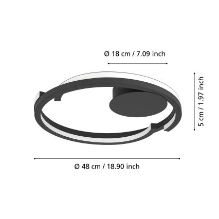 Eglo - Plafoniera LED dimmerabile 2xLED/20W/230V 2700-6500K Ø 48 cm nero + telecomando