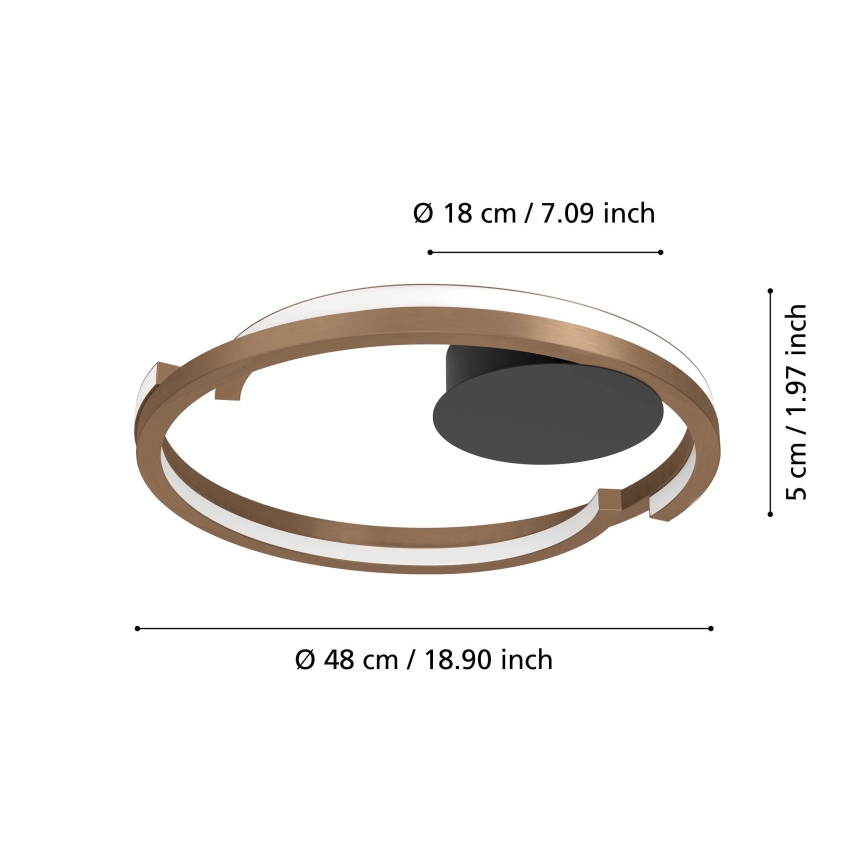 Eglo - Plafoniera a LED dimmerabile 2xLED/20W/230V 2700-6500K Ø 48 cm finitura bronzo + telecomando
