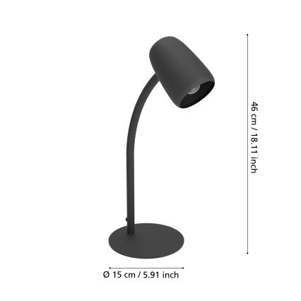 Eglo - Lampada da tavolo 1xE14/18W/230V nera