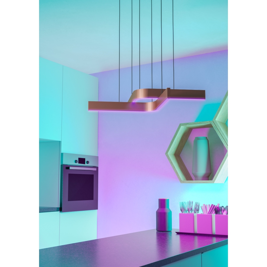 Eglo - Lampadario a sospensione LED RGBW dimmerabile con cavo 2xLED/18W/230V rame/nero