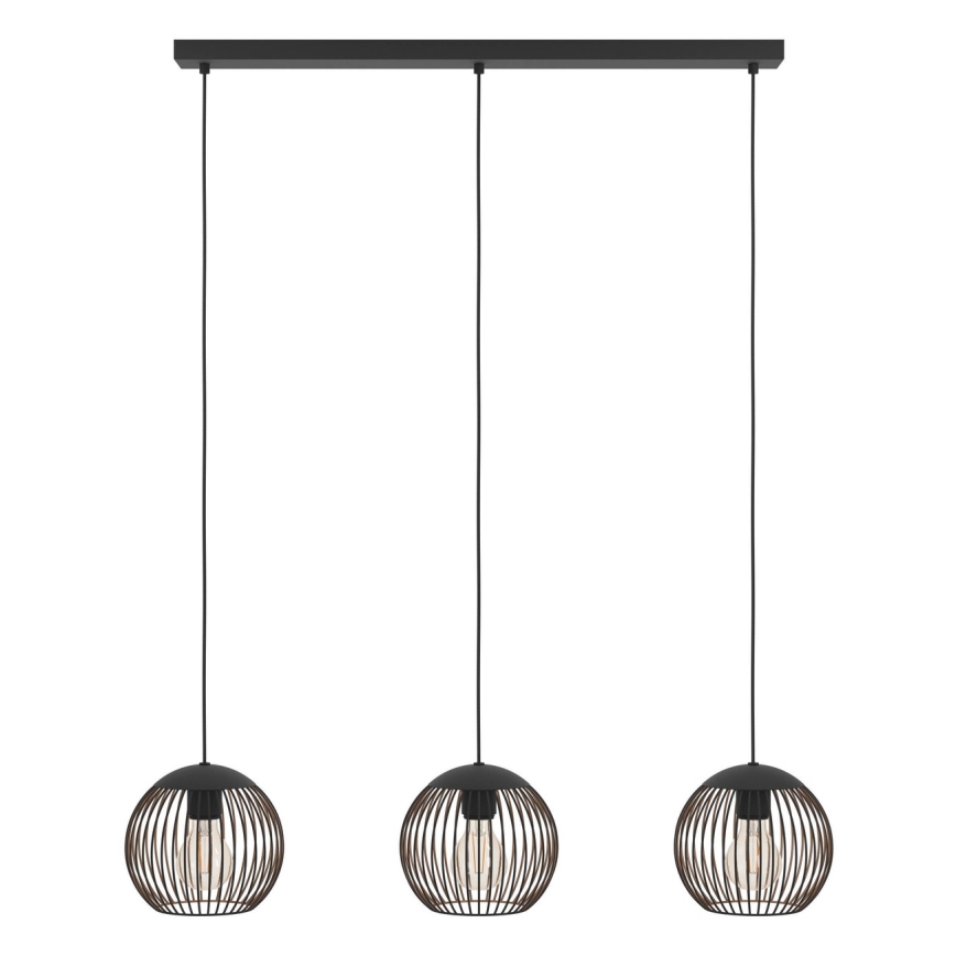 Eglo - Lampadario a cavo 3xE27/60W/230V nero