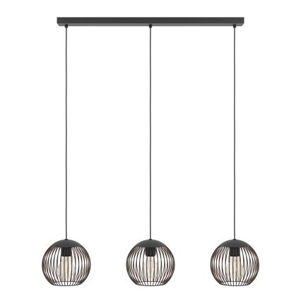 Eglo - Suspension sur câble 3xE27/60W/230V noire