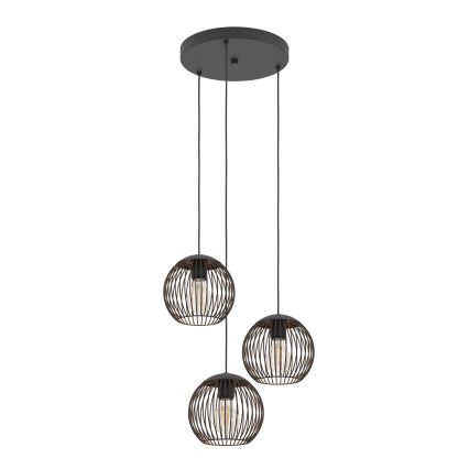 Eglo - Suspension sur câble 3xE27/60W/230V noire