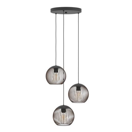 Eglo - Suspension sur câble 3xE27/60W/230V noire