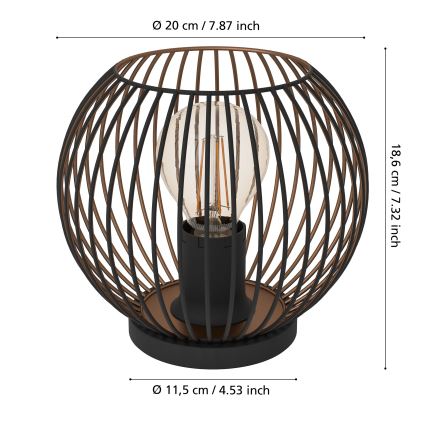 Eglo - Lampe de table 1xE27/60W/230V noire