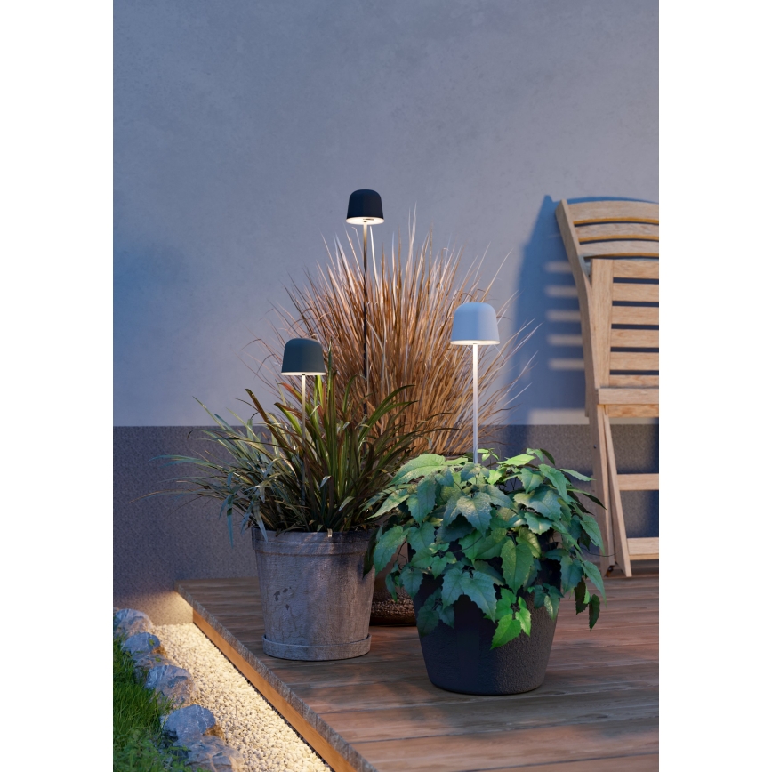 Eglo - Lampada da tavolo ricaricabile da esterno dimmerabile a LED con controllo a sfioramento LED/1,8W/5V 2500/3000/4000K 2500 mAh IP54 grigio