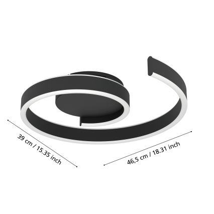 Eglo - LED dimmbare Deckenleuchte LED/37W/230V 3000-6500K schwarz