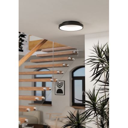 Eglo - Plafonnier LED RGBW dimmable, 19,6 W, 230 V, 2700–6500 K, Ø 35 cm, noir