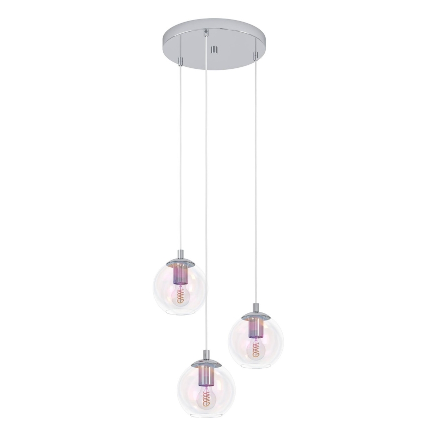 Eglo - Pendelleuchte an Kabel 3xE27/60W/230V glänzender Chrom