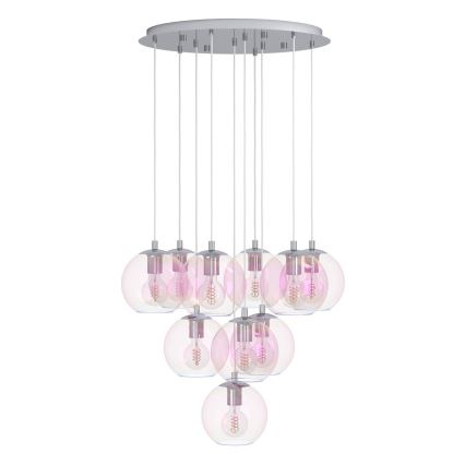 Eglo - Hängeleuchte mit Kabel 10xE27/60W/230V glänzender Chrom/klares Glas