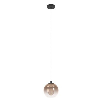 Eglo - Pendelleuchte mit Kabelaufhängung 1xE27/60W/230V schwarz/beige/rauchglas