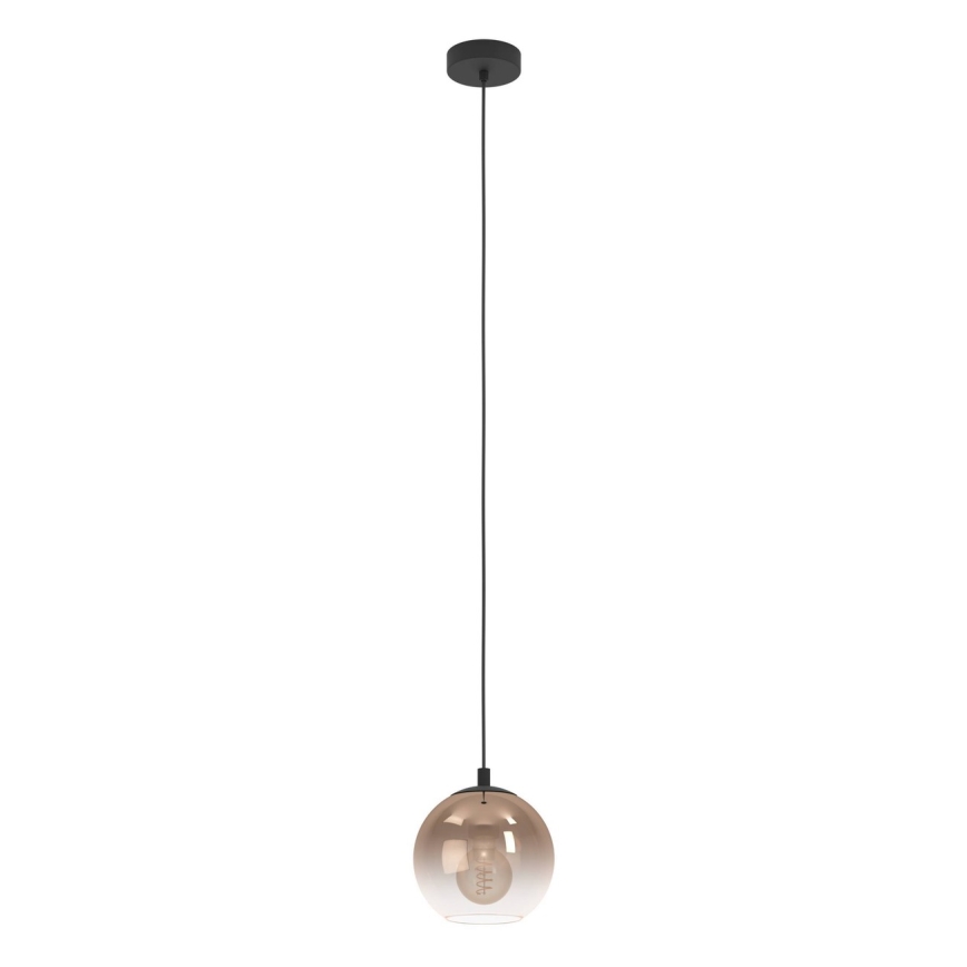 Eglo - Pendelleuchte mit Kabelaufhängung 1xE27/60W/230V schwarz/beige/rauchglas
