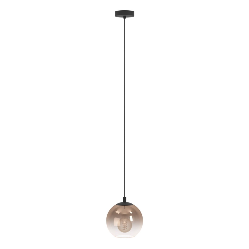 Eglo - Pendelleuchte mit Kabelaufhängung 1xE27/60W/230V schwarz/beige/rauchglas