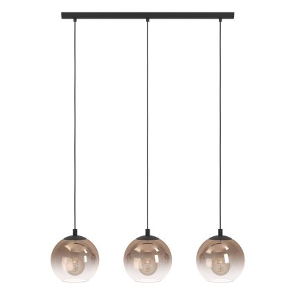 Eglo - Pendelleuchte mit Kabelaufhängung 3xE27/60W/230V schwarz/beige/rauchfarben