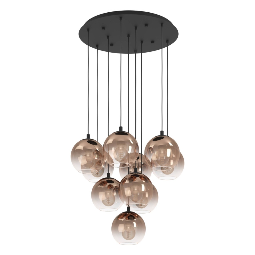 Eglo - Hängeleuchte mit Kabel 10xE27/60W/230V schwarz/beige/rauchfarben