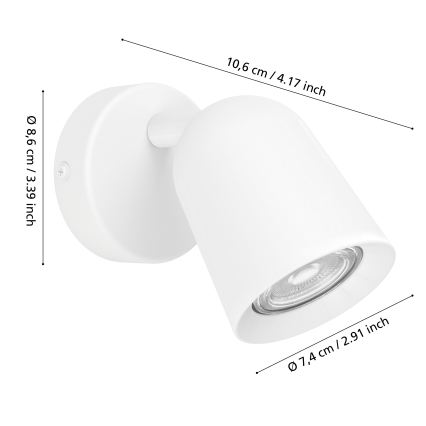 Eglo - Faretto da parete 1xGU10/5W/230V bianco