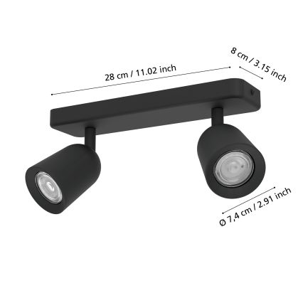 Eglo - Spotleuchte 2xGU10/10W/230V schwarz