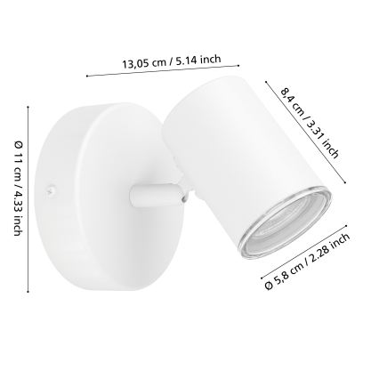 Eglo - Badezimmer-Wandspot 1xGU10/5W/230V IP44 Weiß