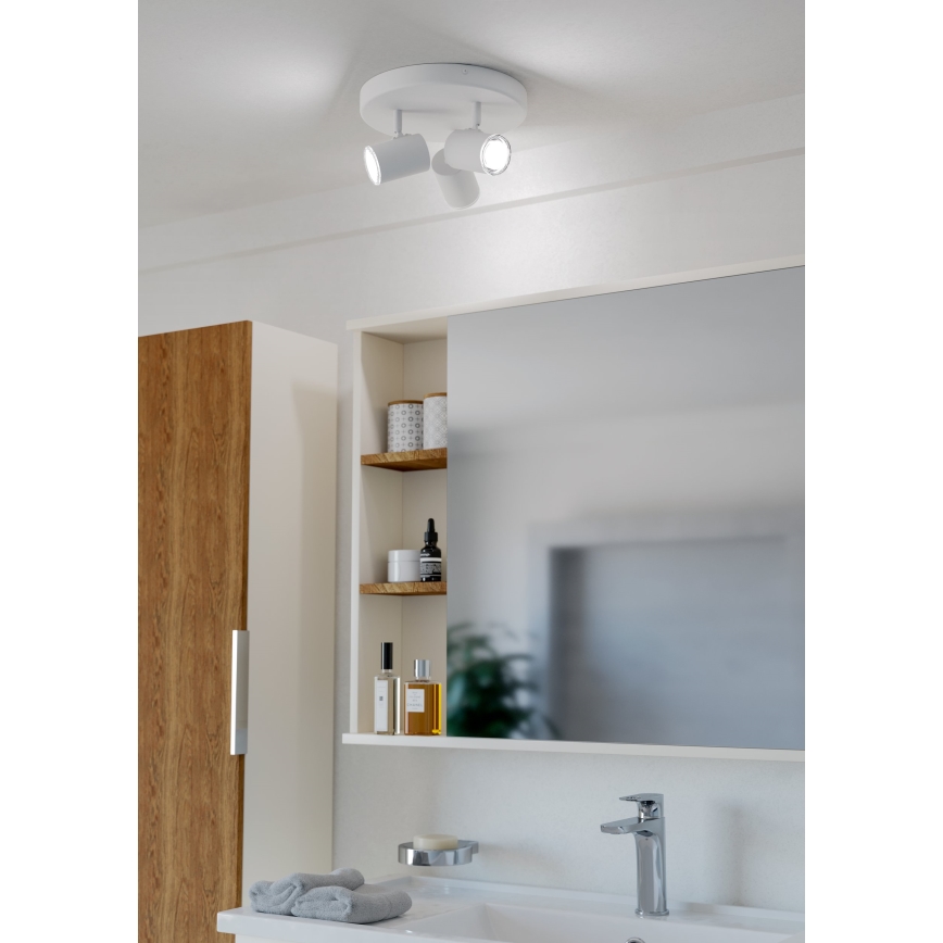 Eglo - Spot pour salle de bains 3x GU10/5W/230V Ø 25 cm IP44 blanc