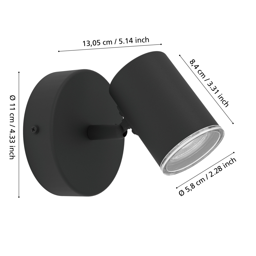 Eglo - Badezimmer-Wandspot 1xGU10/5W/230V IP44 schwarz