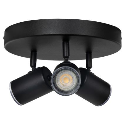 Eglo - Faretto da bagno 3xGU10/5W/230V Ø 25 cm IP44 nero