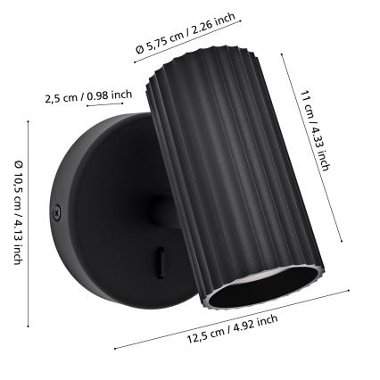Eglo - Wandspot 1xGU10/5W/230V schwarz