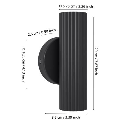 Eglo - Lampada da parete 2xGU10/5W/230V nera