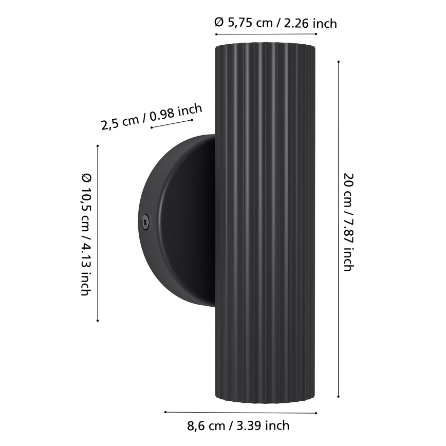 Eglo - Applique murale 2xGU10/5W/230V noire