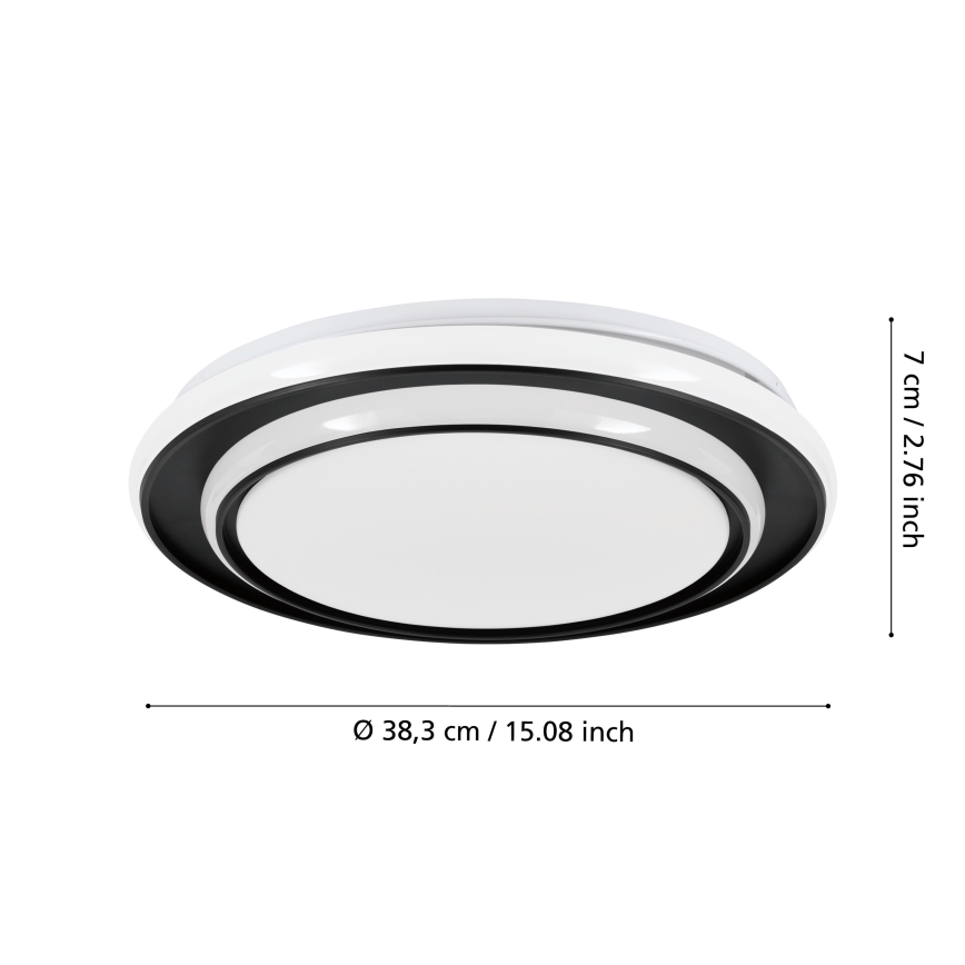 Eglo - Plafonnier LED 24 W / 230 V, 2700 / 4000 / 6500 K, Ø 40 cm, noir