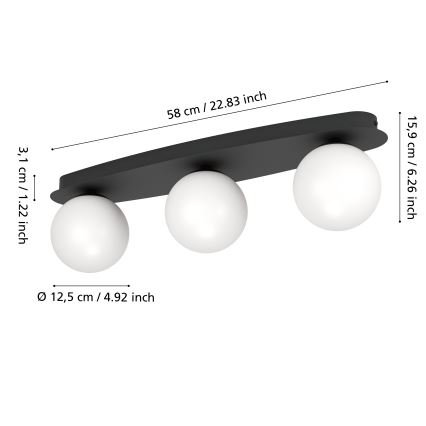 Eglo - Plafonnier LED pour salle de bains 3xG9/4,2W/230V IP44 noir