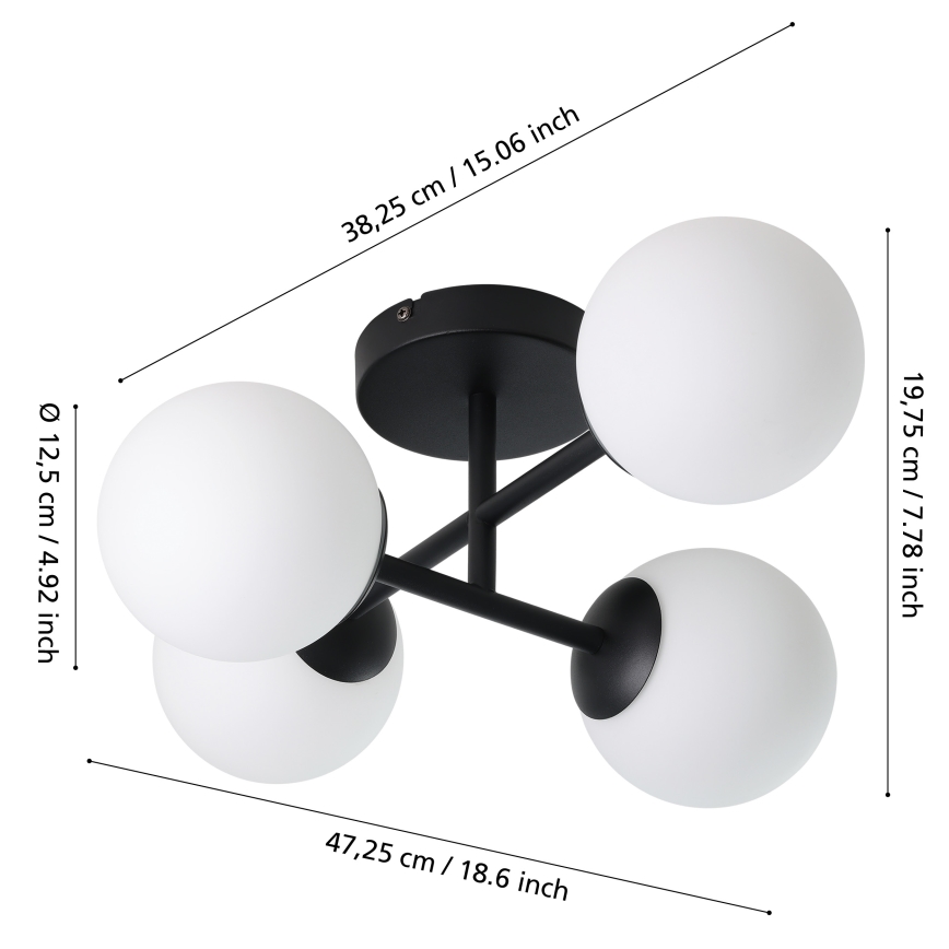 Eglo - Plafonnier LED pour salle de bains en applique 4xG9/4,2W/230V IP44 noir