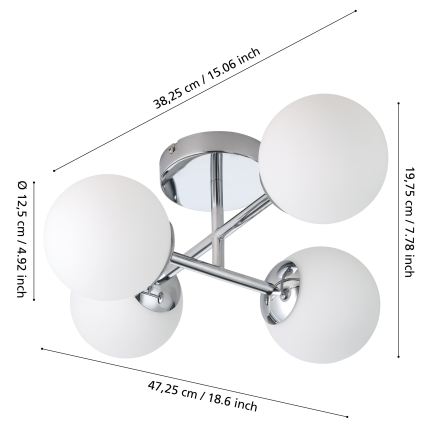 Eglo - Plafoniera LED da bagno a montaggio superficiale 4xG9/4,2W/230V IP44 cromo lucido