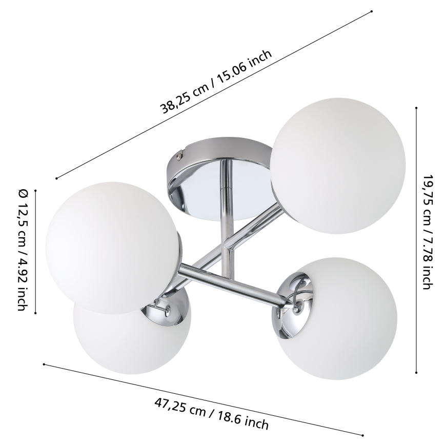 Eglo - Plafoniera LED da bagno a montaggio superficiale 4xG9/4,2W/230V IP44 cromo lucido