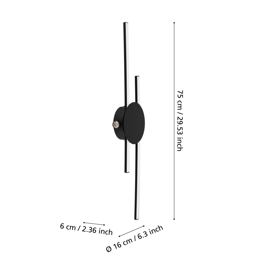 Eglo - Applique LED/20W/230V + LED/0,91W, nera