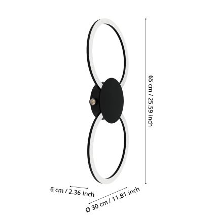 Eglo - LED-Wandleuchte LED/20W/230V + LED/0,91W schwarz
