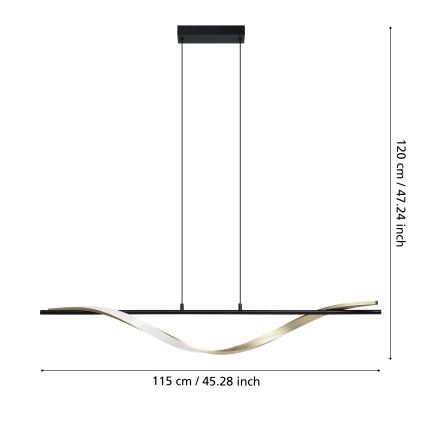 Eglo - Suspension LED sur câble LED/20W/230V 2700/4000/6500K noir/doré